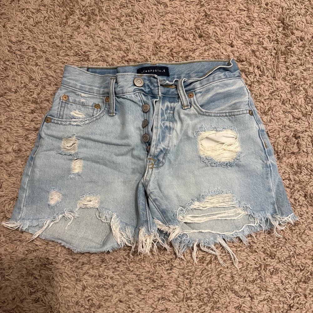 Aeropostale Distressed Light Blue Jean Shorts